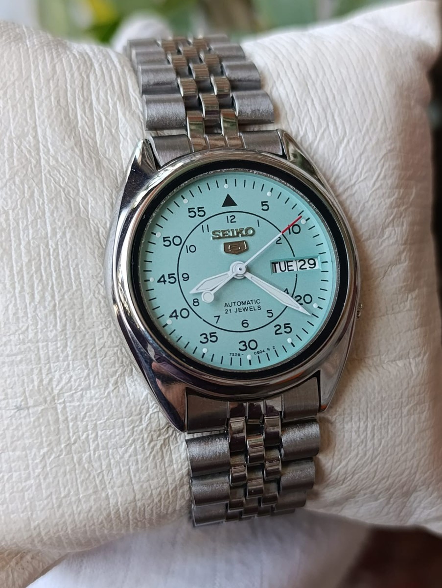 Vintage Seiko 5 Automatic Day/Date 7s26 Sky Blue Dial