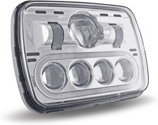 5" x 7" Standard LED Projector Headlight with White Auxiliary Angel Ring TLED-H4