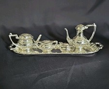 Vintage Miniature Tea and Coffee Service   5-Piece Set with Silver-Tone Finish