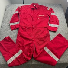 Wenaas Coveralls Mens 44 Tall Red Halliburton Reflective Cotton Work Jumpsuit
