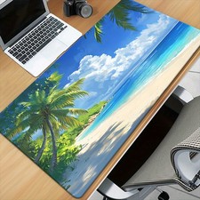 1pc Tropical Beach Scene XXL Mouse Pad - Non-Slip Rubber Base, Large Desk Mat w