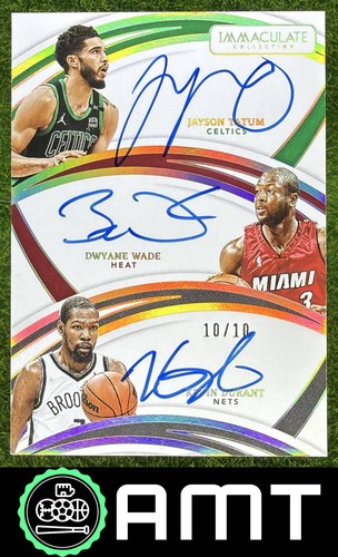 Dwyane Wade Tatum Kevin Durant 2021-22 Panini Immaculate Triple Auto 10/10 TAJDK