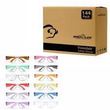 Hyline Clear Lens Color Temple Variety Safety Glasses, Anti Fog Pack of 144 