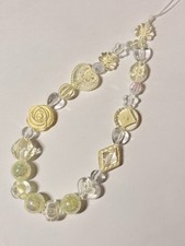 Handmade Phone Charm Clear Yellow Rose Heart Beaded Keychain Gift for Girl