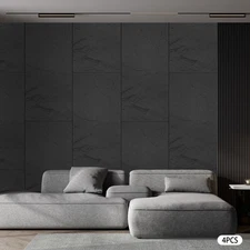 4PCS Faux Stone Wall Panels PU Panels Black for Interior Wall Decor Home Office