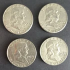 Franklin Half Dollar (2) 63P, (2) 63D Silver Coins Lot of 4 Uncertified US 50C
