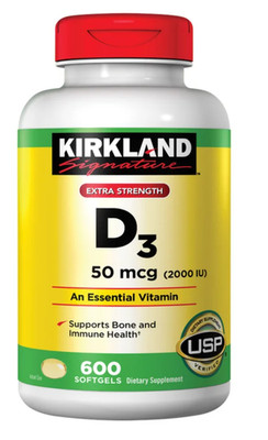 Kirkland Signature Vitamin D3 2000 IU 600 Softgels 50 mcg USP Bone Immune Suppor
