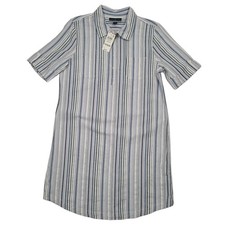Karen Scott Women's Seersucker Shirtdress Persian Blue Medium