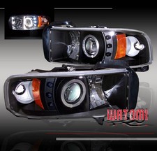 For 94-01 Ram Halo Led Projector Headlights Lamps Black Pickup Truck Angel Eye For 94-01 Ram Halo Led Projector Headlights Lamps Black Pickup Truck Angel Eye