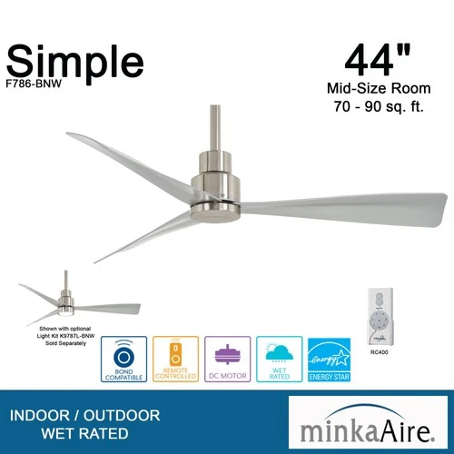 Minka Aire Simple 44"  - Silver 3-Blade Remote Control - Picture 6 of 7