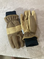 Wells Lamont HydraHyde Leather  Duck Canvas Work Gloves Mens L Brown Thinsulate