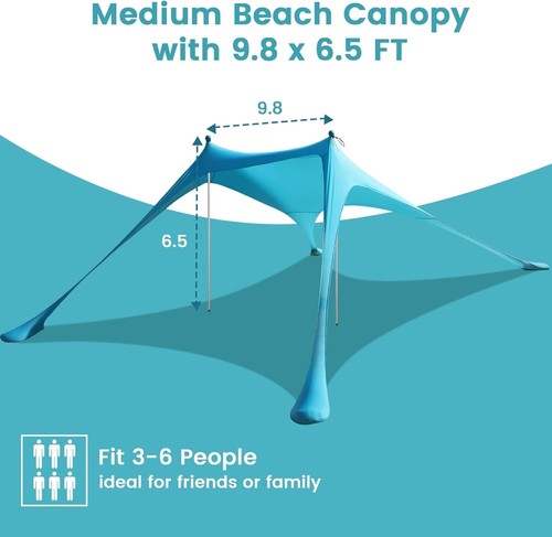 Strandzelt - Beach Shade UPF 50+ UV Schutz, 9,8 x 6,5 Fuß, Anti-Wind Strand... - Bild 4 von 7