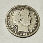 1897 Barber Quarter. 90% Silver. Good Condition. Charity Auction. ￼