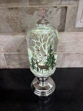 Christmas Snow Globe W/reindeer  s Lights Up And Works Moving Glitter Plastic