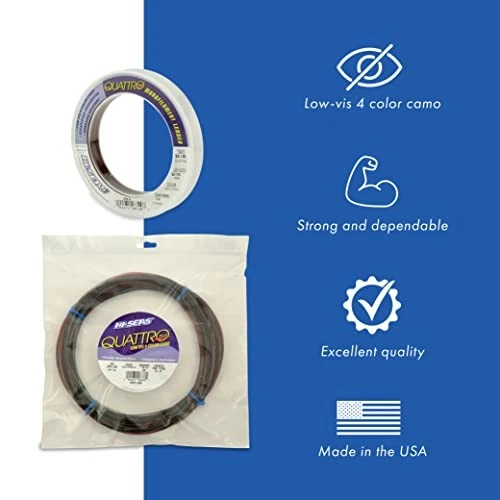  Líder de pesca monofilamento Quattro - 4 camuflados 130 lb prueba, 1,20 mm de diámetro, 100 yardas Foto 4 de 4