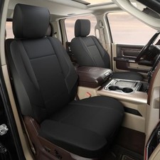 Front Car Seat Covers Custom Fit Dodge Ram 1500 2500 3500 Leather Double Black