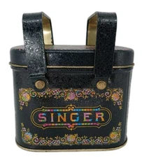 Vintage Singer Sewing Machine Tin Bristol Ware Double Handles
