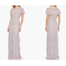 Mac Duggal NEW Floral Sequined Tiered Column Gown #9195 Lilac Size 18 MSRP $798