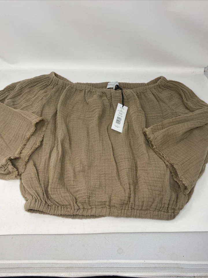 Michael Stars Double Gauze Convertible Top . Color Safari, Brown. Large. NWT - Image 2 of 4