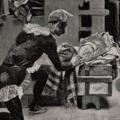 Circus Baby Cradle Harlequin Interior Scene 1894 Original Antique Print