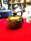 LOUWELSA WELLER Pottery Jug with Berries /Grapes signed by artist M. Mitchell