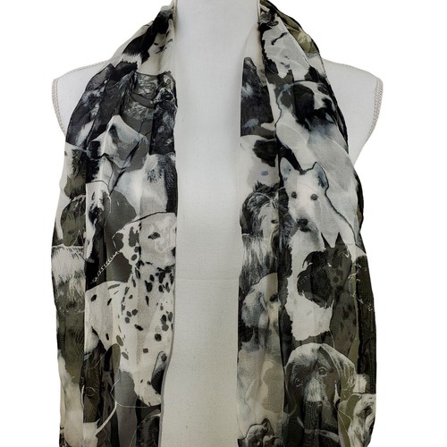 Christopher & Banks Women’s Black & White Dog Scarf NWT - Picture 3 of 7
