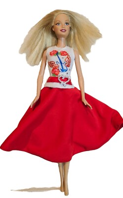 Vtg 90's 2000's Barbie Doll Fashionista Red Skirt Outfit Other  Ooak VGUC C360G 