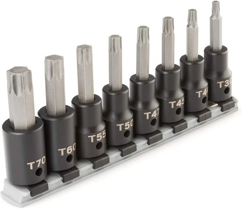 Tekton 8 Pc 1/2” Drive Impact Torx Bit Socket Set T30-T70 SIB92102 - Foto 1 di 3