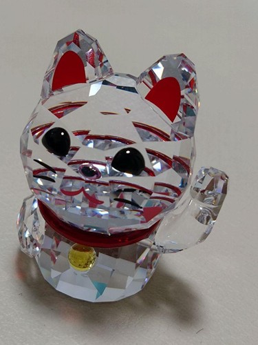 SWAROVSKI Crystal Clear LUCKY CAT Asian Symbol Interior Ornament With Box Used - Picture 2 of 9