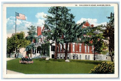 c1940's Children's Home Exterior Trees Scene Marion Ohio OH Unposted Postcard