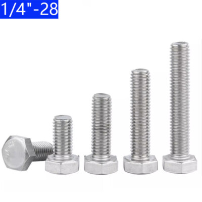 1/4''-28 UNF Fine Thread Stainless Steel Hex Head Bolt Hex Head Cap Screws DIN933