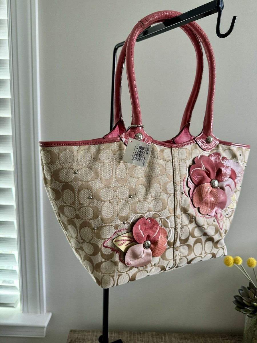 バッグ Coach Signature Pink Bleecker Bag Coach M1073-F16276 Khaki Bleecker Signature Floral Pink