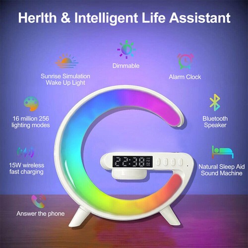 Wielofunkcyjny budzik Bezprzewodowa ładowarka Głośnik Bluetooth RGB Lampka nocna - Zdjęcie 2 z 13