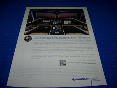 2018 EMBRAER LEGACY 500 ''BETTER THAN OTHERS''..1-PAGE SALES AD (842DD)