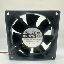 1 PCS CROWN Fan AGE08025B24H DC 24V 0.30A 8025 8CM 2 wire cooling fan