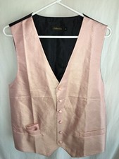 MENS NEW PEACH BROCADE Steampunk Edwardian WAISTCOAT WEDDING PARTY Vest M 42"