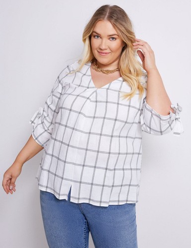 Autograph 3/4 Tie Sleeve Linen Top Womens Plus Size 22 Clothing Tops Tunic  9359602043832 | eBay