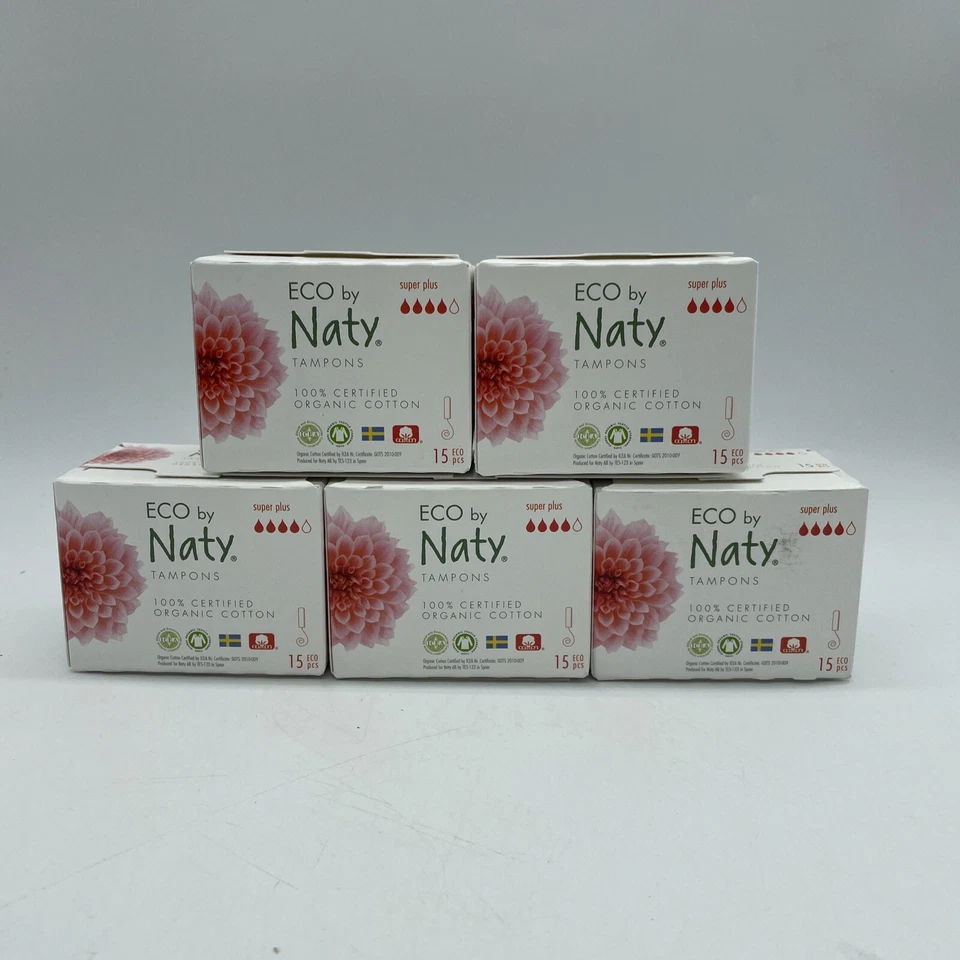 Eco by Naty Tampons Super Plus Pflanzlich Vegan 100% Bio-Baumwolle 5x15 Tampons