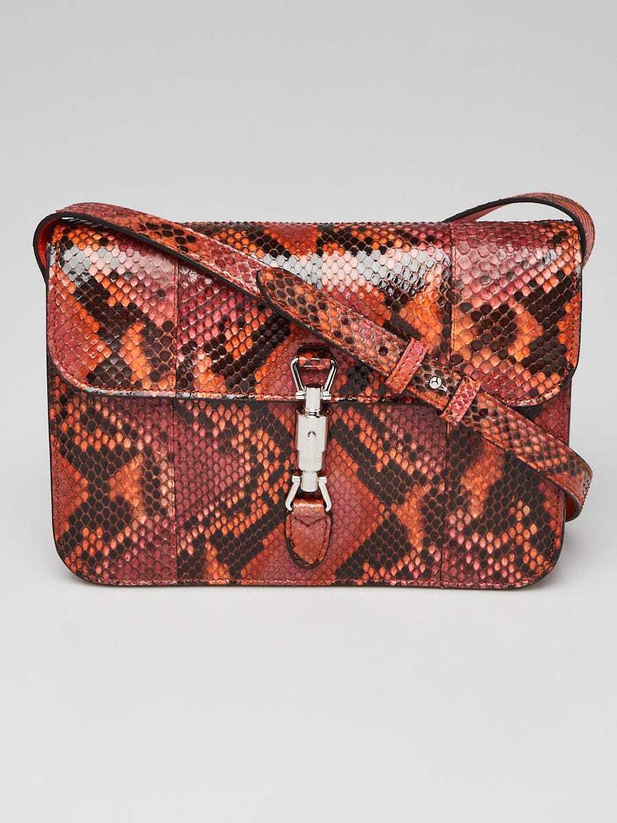 Gucci Orange/Black Python Soft Jackie Convertible… - image 1