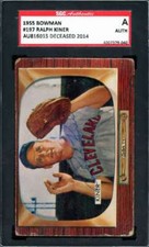 Ralph Kiner SGC Coa Vintage Signed 1955 Bowman Autograph