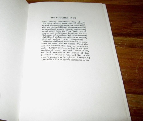 My Brother Jack~ George Johnston. 1965 HbDj World Books UK WOW! UNread in MELB - Picture 8 of 12