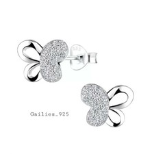 925 Sterling Silver Butterfly Cubic Zirconia Girls Stud Earrings