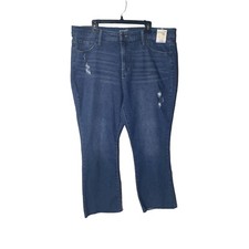 Terra  Sky High Rise Vintage Crop Bootcut Distressed Jeans Plus SZ 18W raw hem