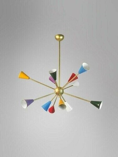12 Arms Multicolored Italian Brass Sputnik Chandelier Antique Lamp/Pendent light - Picture 2 of 3