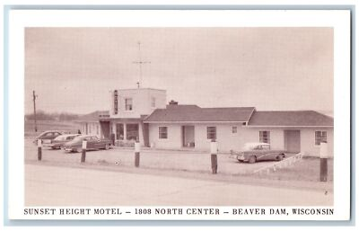 #ad #ad Beaver Dam Wisconsin WI Postcard Sunset Height Motel Exterior Roadside c1960#x27;s $14.98