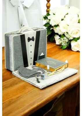 Quran Set Suitable for Groom's Bundle Dowry Prayer Rug Set Gray.