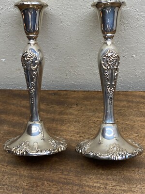 Pair of Heavy Vintage “Baroque” by Wallace 750 Silver Plated