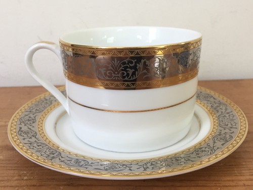 Global International Stafford Porcelain 0404 Gold Silver Tea Coffee Cup Saucer - Picture 5 of 11