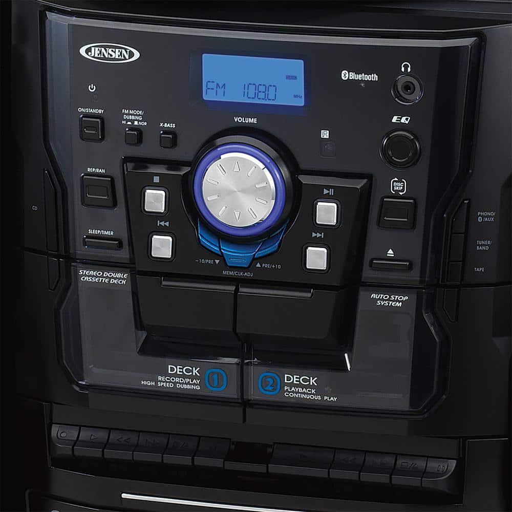 Jensen Shelf Stereo System with Record Player, 3 CD Changer & Cassette Recorder