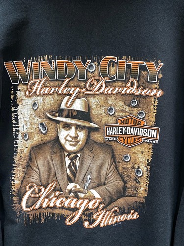 Harley Davidson Windy City Mens 2XL Full Zip Hoodie Black Fleece Pockets Chicago - Picture 16 of 20